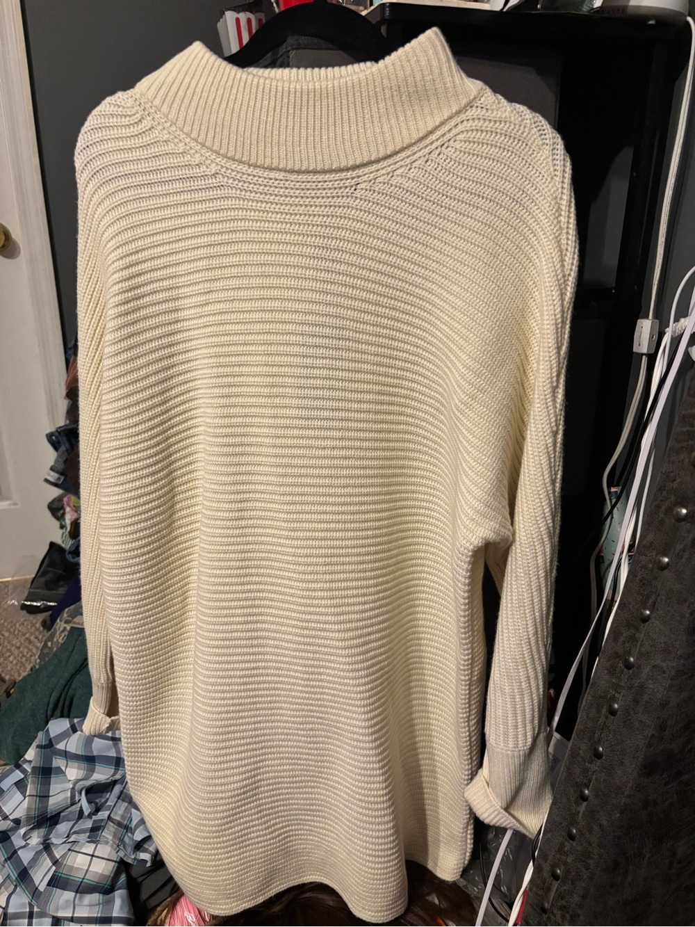 Gianni Bini Cream Ribbed Turtleneck Sweater Tunic XL